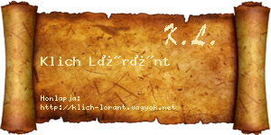 Klich Lóránt névjegykártya